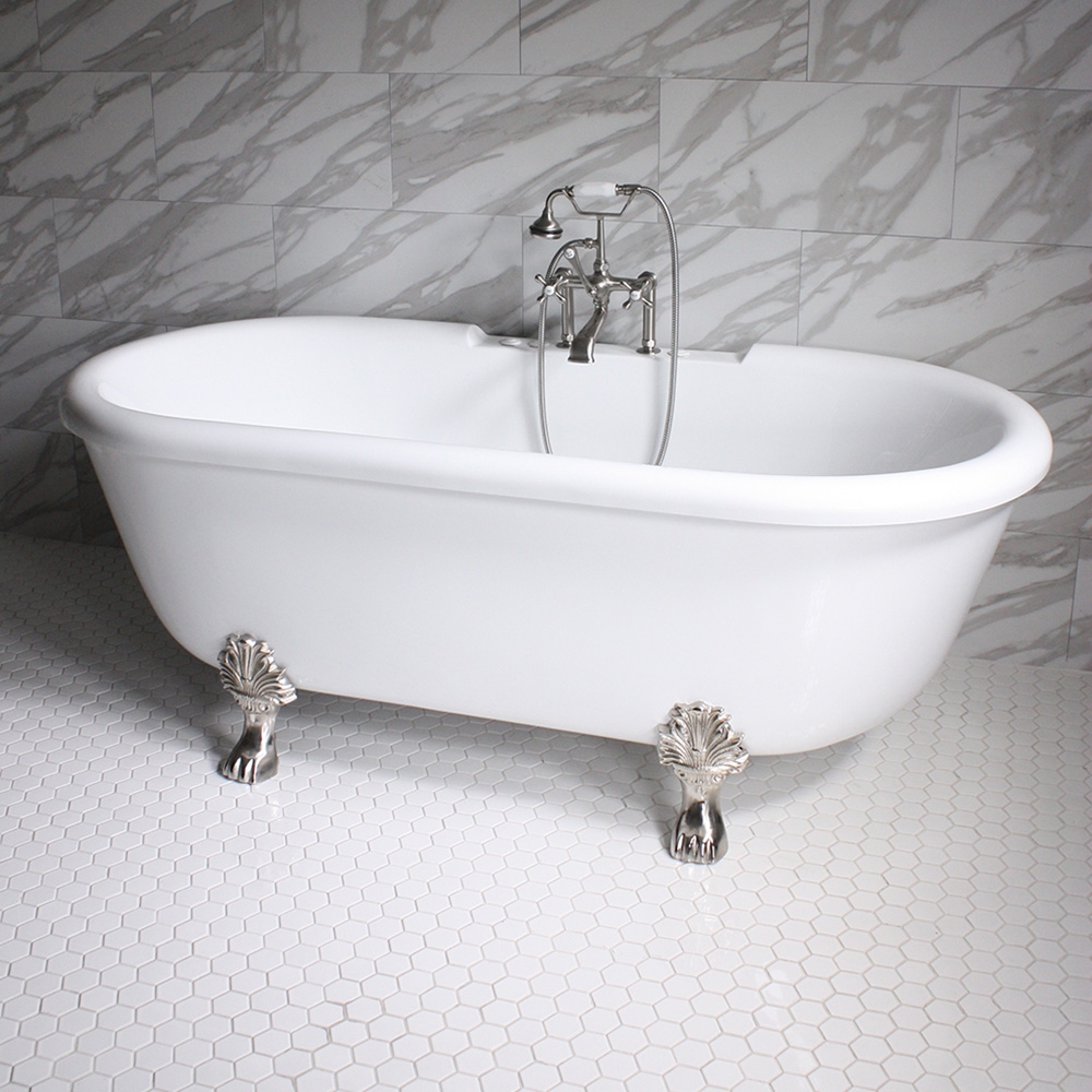 SanSiro Empress EM69N 69 inch Hydro Massage Spa Water and Air Jetted Double Ended Clawfoot Tub Package