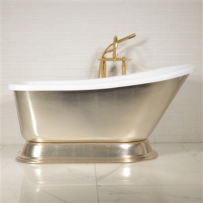 LUXWIDE Agostino PEG 59in Silver Pedestal Tub