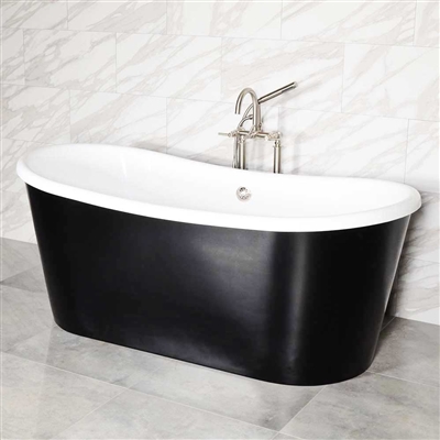 LUXWIDE 'Calypso-BLKSK67' 67" CoreAcryl Acrylic French Bateau Skirted Tub Package Flat Black Exterior