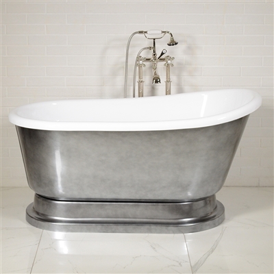 Luxwide Iris54-ACH 54 Inch White CoreAcryl Acrylic Swedish Slipper Pedestal Tub with an Aged Chrome Exterior