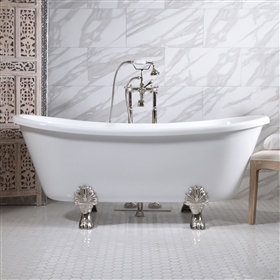 59" Bateau Acrylic Clawfoot Bath Tub & Faucet Package | Baths Of Distinction
