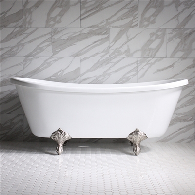 73in Acrylic French Bateau Clawfoot Tub with Feet