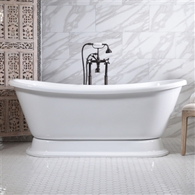59in French Bateau Pedestal Bathtub and Faucet