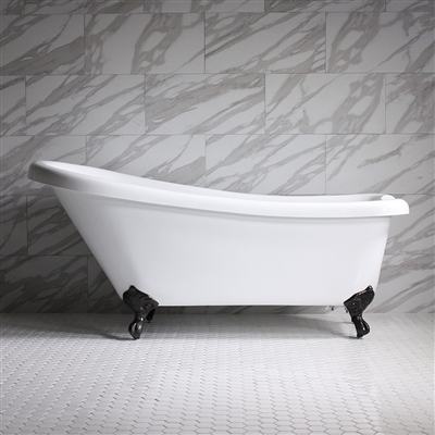 67" Single Slipper Clawfoot Bath Tub - Long Acrylic Bathtub | Baths Of Distinction