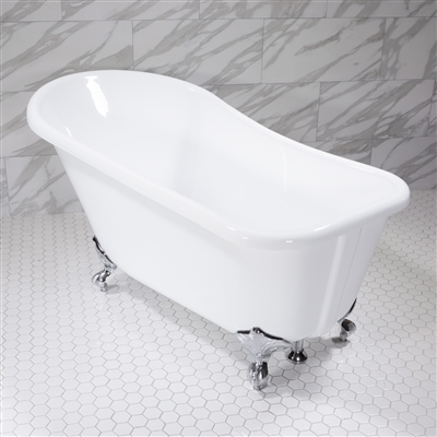 59" Extra Wide Single Slipper Clawfoot Tub - Superior Acrylic Bathtub | Baths Of Distinction