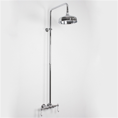 Baths of Distinction's Edwardian Exposed Vintage Wall Shower, shown here in Chrome. | Baths Of Distinction