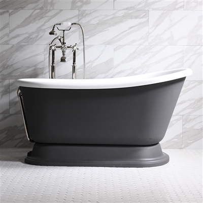 DONATO62 62in White Acrylic Swedish Slipper Tub