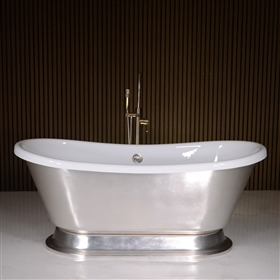 GIANETTA73' 73" French Bateau Bathtub with Umber Wash Silver Leaf Exterior