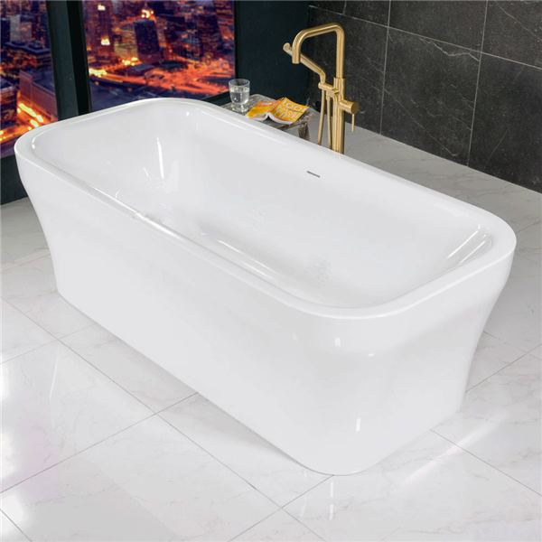 SanSiro 'Eclipse67C-AirSpa' - The Ultimate Air Bathing Experience with Water Heater 67" x 35" Center Drain Foam Insulated Acrylic Freestanding Bathtub