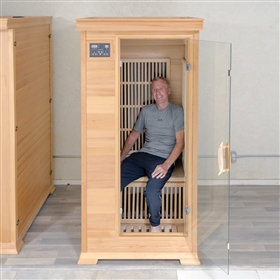 P-01 One-Person Infrared Sauna Hemlock Wood with Tempered Glass Front and Door