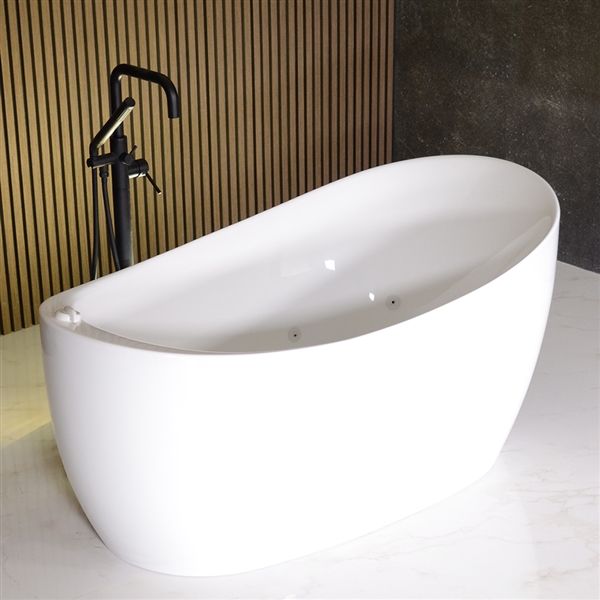 SanSiro Antium59EWJ 59 x 32 inch End Drain Water Jetted Freestanding Bathtub