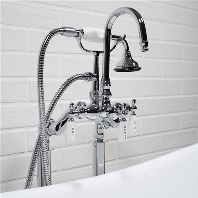 Edwardian Rigid Freestanding Tub Filler - Chrome | Baths Of Distinction