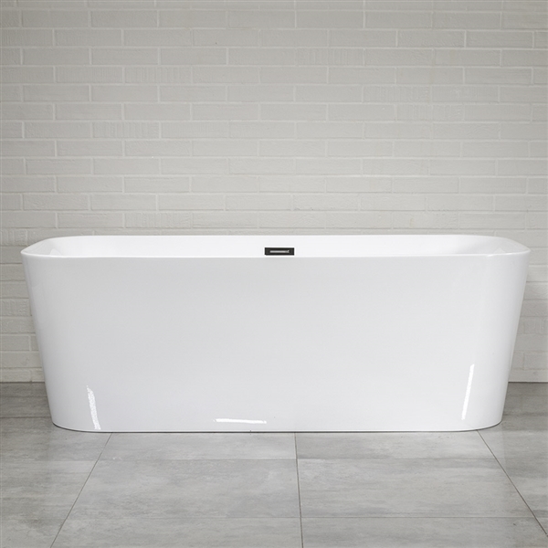 SanSiro 'Milano67CAJ' 67 x 31 inch Center Drain HEATED AIR JETTED High Gloss White ACRYLIC Freestanding Bathtub