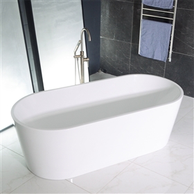 SanSiro 'Napoli59CAJ' 59 x 30 inch Center Drain HEATED AIR JETTED High Gloss White ACRYLIC Freestanding Bathtub