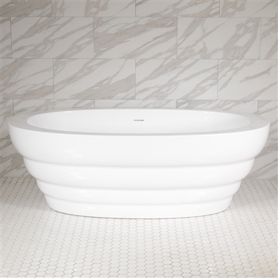 SanSiro 'Cosmos67C' 67 inch Center Drain High Gloss White ACRYLIC Freestanding Soaker Bathtub and Drain