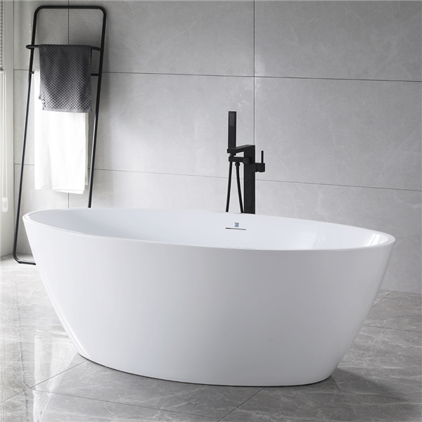 SanSiro Lorium65C 65x 36 inch Center Drain High Gloss White ACRYLIC Freestanding Soaker Bathtub and Drain