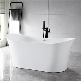 SanSiro Luca67C 67x 31 inch Center Drain High Gloss White ACRYLIC Freestanding Soaker Bathtub and Drain