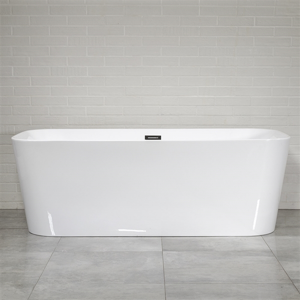 SanSiro 'Milano59' 59 inch Center Drain High Gloss White ACRYLIC Freestanding Soaker Bathtub and Drain