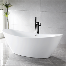 SanSiro Potentia71C 71x 35 inch Center Drain High Gloss White ACRYLIC Freestanding Soaker Bathtub and Drain