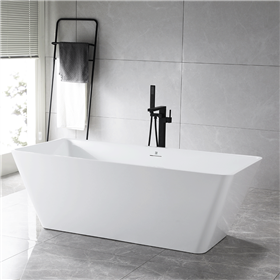 SanSiro Trigoso59C 59 x 30 inch Center Drain High Gloss White ACRYLIC Freestanding Soaker Bathtub and Drain