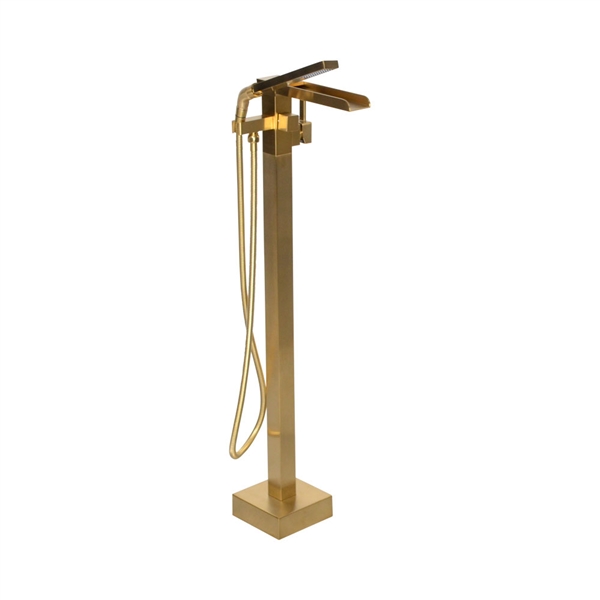 'The Waterlands' No.041BB Freestanding Floor Mounted Tub Faucet in Brushed Brass
