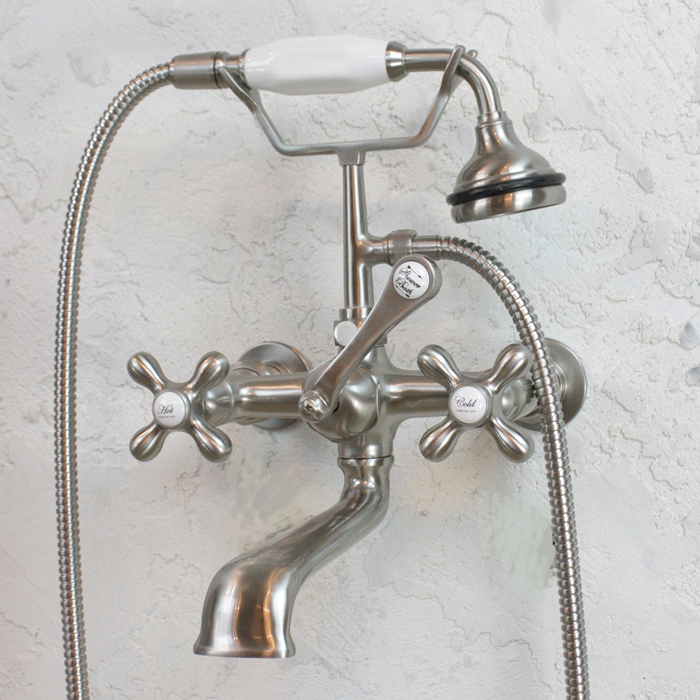 Victoriana Wall Mount Tub Faucet Brushed Nickel - Bathroom Faucet