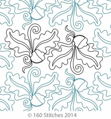 Digital Quilting Design Oak Ribbons by 160 Stitches.