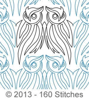Digital Quilting Design Owls by 160 Stitches.