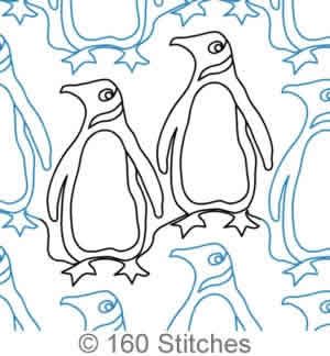 Digital Quilting Design Penguins by 160 Stitches.
