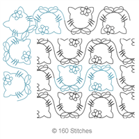 Digital Quilting Design Simple Kitty Panto or Border with Corner by 160 Stitches.