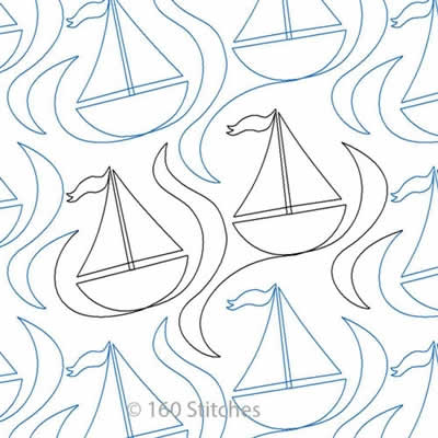 Digital Quilting Design Simple Little Sailboats by 160 Stitches.