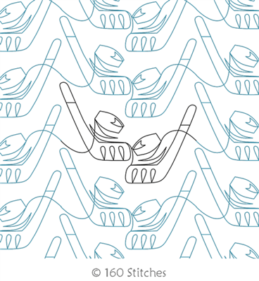 Hockey Sticks by 160 Stitches. This image demonstrates how this computerized pattern will stitch out once loaded on your robotic quilting system. A full page pdf is included with the design download.