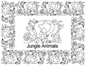 Digital Quilting Design Jungle Animals Border Set by Anne Bright.
