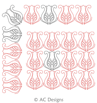 Digital Quilting Design Cotie's Tulip Border and Corner by AC Designs.