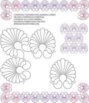 Digital Quilting Design Feathered Shell Border by AC Designs.