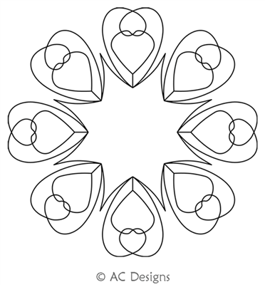 Digital Quilting Design Heart String Wreath by AC Designs.