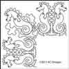 Digital Quilting Design Seahorse Border Corner Face by AC Designs.