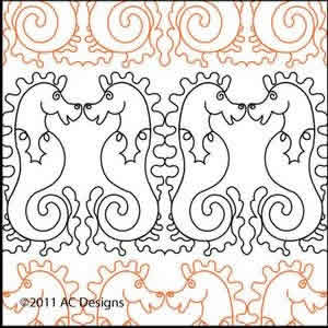 Digital Quilting Design Seahorse Double Back by AC Designs.