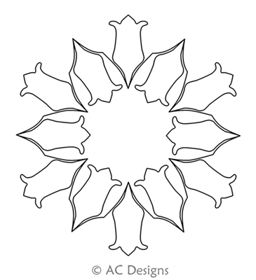 Digital Quilting Design Simple Tulip Wreath 4 by AC Designs.