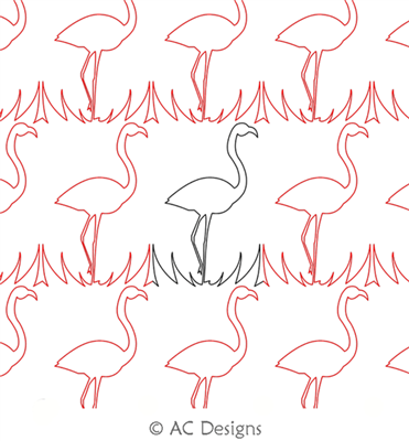 Flamingo Panto 1 by AC Designs. This image demonstrates how this computerized pattern will stitch out once loaded on your robotic quilting system. A full page pdf is included with the design download.