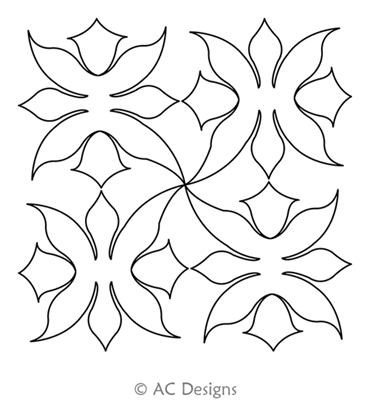 Leaf Star Array by AC Designs. This image demonstrates how this computerized pattern will stitch out once loaded on your robotic quilting system. A full page pdf is included with the design download.