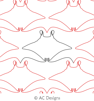 Manta Ray Panto by AC Designs. This image demonstrates how this computerized pattern will stitch out once loaded on your robotic quilting system. A full page pdf is included with the design download.