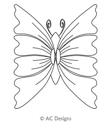 Oriental Butterfly Motif by AC Designs. This image demonstrates how this computerized pattern will stitch out once loaded on your robotic quilting system. A full page pdf is included with the design download.