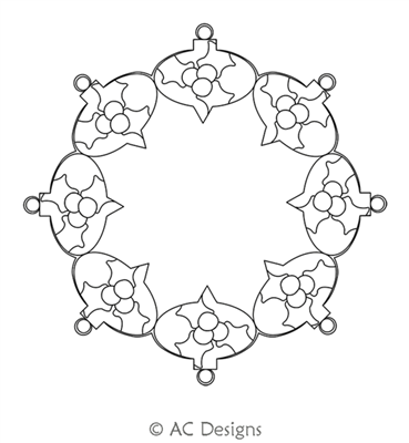 Ornament 10 Wreath by AC Designs. This image demonstrates how this computerized pattern will stitch out once loaded on your robotic quilting system. A full page pdf is included with the design download.