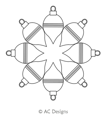 Ornament 3 Wreath by AC Designs. This image demonstrates how this computerized pattern will stitch out once loaded on your robotic quilting system. A full page pdf is included with the design download.