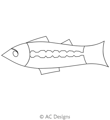 Rare Fish by AC Designs. This image demonstrates how this computerized pattern will stitch out once loaded on your robotic quilting system. A full page pdf is included with the design download.