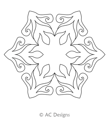 Scepter Hex by AC Designs. This image demonstrates how this computerized pattern will stitch out once loaded on your robotic quilting system. A full page pdf is included with the design download.