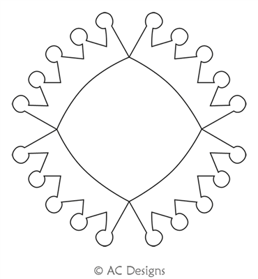 Simple Crown Block 1 by AC Designs. This image demonstrates how this computerized pattern will stitch out once loaded on your robotic quilting system. A full page pdf is included with the design download.