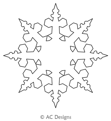 Snowflake Circle 7 by AC Designs. This image demonstrates how this computerized pattern will stitch out once loaded on your robotic quilting system. A full page pdf is included with the design download.