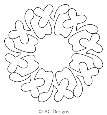 Spring Sprig Wreath by AC Designs. This image demonstrates how this computerized pattern will stitch out once loaded on your robotic quilting system. A full page pdf is included with the design download.